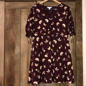 Lauren Conrad Drawstring Flare Floral Dress Size L